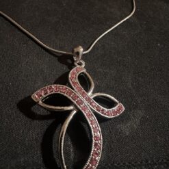 Alternative view of Halskette mit Anhänger Pinke Steine