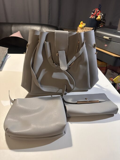 Handtasche grau 3 tlg